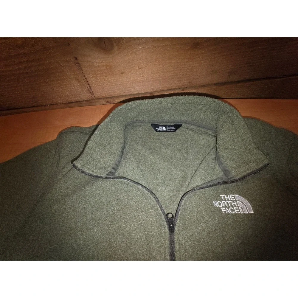 The North Face Gordon Lyons Quarter Zip Fleece Pullover Mens L Heathered Green